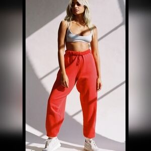 Joah Brown Vibrant Red Hot Sauce Oversized Jogger Like New